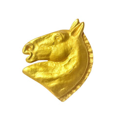 Vintage HERMES gold tone horse brooch. Shelva, pin brooch. Fun and unique jewel piece from Bijouterie Fantaisie collection. 080901ac1