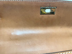 Vintage Celine cream beige triomphe macadam pattern handbag with brown leather trimmings. Classic purse from 90s Celine. 071104ac2
