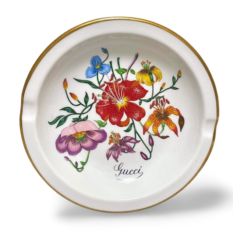 1970’s vintage Richard Ginori for Gucci ceramic plate, porcelain ashtray. Rarest masterpieces from Ginori and Gucci collaboration. Di Doccia. 070228m1