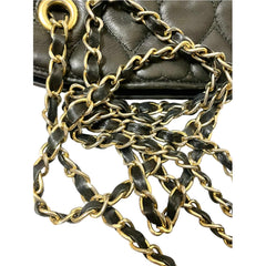 Vintage MOSCHINO Black Heart Quilted Lambskin Leather Shoulder Bag Gold Chain Purse 080830ys2