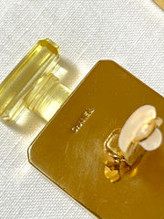 Vintage Chanel golden perfume bottle earrings with embossed logo. Large and heavy earrings. 070114ac2
