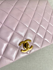 1990s Vintage CHANEL 2.55 Milky Pink Lambskin Shoulder Bag with Gold CC Turnlock | Rare Color Classic Flap | 408241