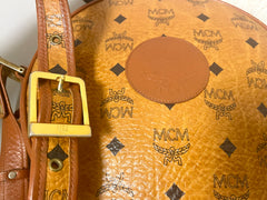 Vintage MCM brown monogram round Suzy Wong shoulder bag with brown leather trimmings. Designed by Michael Cromer. Unisex. 070325ac4