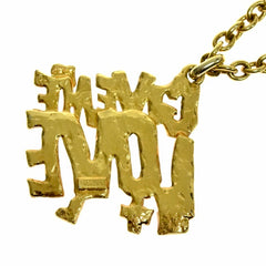 Vintage Moschino golden chain necklace with Give Me Love pendant top. Must have classic jewelry piece. 060914y1