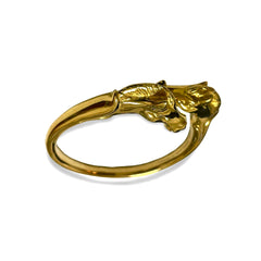 Vintage Hermes golden double horse head design bangle, bracelet. Beautiful classic jewelry from Hermes. 060220m