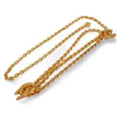 Vintage CHANEL gold chain belt with triple layer chains and two large matelasse CC mark charms at sides. Gorgeous belt. 95cm. 070527ac2