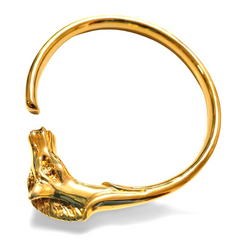 Vintage Hermes golden horse head design bangle, bracelet. Classic jewelry from Hermes. 070218ys7