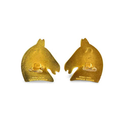 Vintage HERMES gold tone horse earrings. Fun and unique jewel piece from Bijouterie Fantaisie collection. 060312ac6