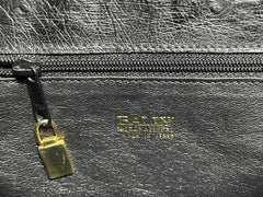 Vintage BALLY genuine ostrich leather kelly ado sport style shoulder bag purse with gold tone hardware and twisted straps. 061024y1