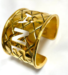 Vintage Chanel cutout logo bangle with matelasse design. Must have gorgeous jewelry. 050820ac1