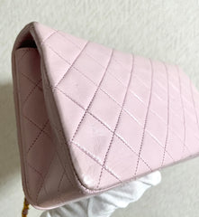 1990s Vintage CHANEL 2.55 Milky Pink Lambskin Shoulder Bag with Gold CC Turnlock | Rare Color Classic Flap | 408241