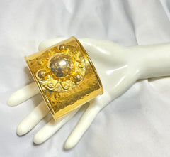 Vintage Celine thick cuff link bangle/ bracelet with space, sunburst, star motif design. One-of-a-kind Celine jewelry. 070204ac4