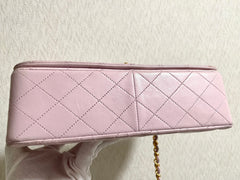 1990s Vintage CHANEL 2.55 Milky Pink Lambskin Shoulder Bag with Gold CC Turnlock | Rare Color Classic Flap | 408241