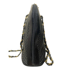 Vintage BALLY Black Quilted Lambskin Leather Shoulder Tote Bag Gold Logo Charms Chain Straps 080819ys3