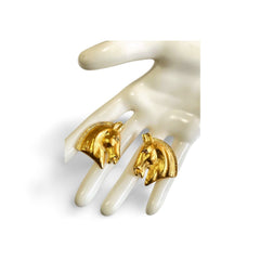 Vintage HERMES gold tone horse earrings. Fun and unique jewel piece from Bijouterie Fantaisie collection. 060312ac6