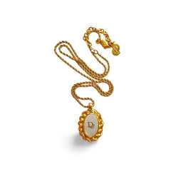 Vintage Christian Dior oval shape pendant top necklace with CD logo. Edwardian design jewelry. Perfect gift. 060402ac4
