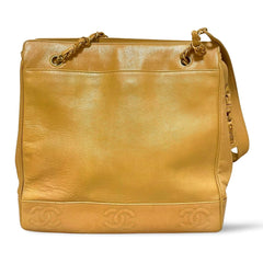 Vintage CHANEL brown beige caviar leather chain tote bag, shoulder purse with CC stitch marks. Classic and daily use bag. 070429re