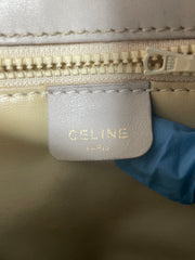 Vintage Celine ivory beige and brown lizard embossed leather combo shoulder bag, clutch purse with golden logo. Celine Sport. 041015
