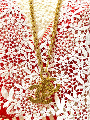 Vintage CHANEL heavy chain necklace with large and small woven design CC mark pendant top. Gorgeous masterpiece jewelry. 070107ac2