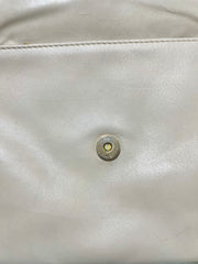 Vintage Celine ivory beige and brown lizard embossed leather combo shoulder bag, clutch purse with golden logo. Celine Sport. 041015