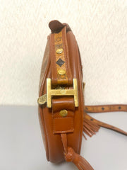 Vintage MCM brown monogram round Suzy Wong shoulder bag with brown leather trimmings. Designed by Michael Cromer. Unisex. 070325ac4