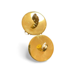 Vintage CHANEL red and gold round geometric design earrings with CC mark. Large earrings. 060116ac1