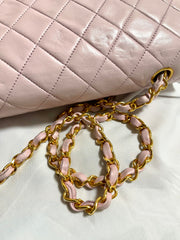 1990s Vintage CHANEL 2.55 Milky Pink Lambskin Shoulder Bag with Gold CC Turnlock | Rare Color Classic Flap | 408241