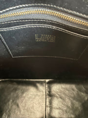 Vintage Roberta di Camerino navy, green, and red thunder chevron velvet weaving doctor bag with buckle strap leather handles. 0406221