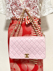 1990s Vintage CHANEL 2.55 Milky Pink Lambskin Shoulder Bag with Gold CC Turnlock | Rare Color Classic Flap | 408241