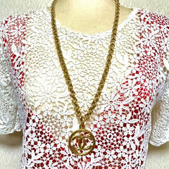 Vintage CHANEL long chain necklace with twisted round CC closure. Gorgeous jewelry. Best gift idea. 070727y1
