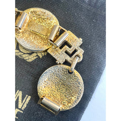 Vintage Gianni Versace gold tone medusa face motif bracelet with crystals. Must have Lady Gaga style jewelry piece. 060308m