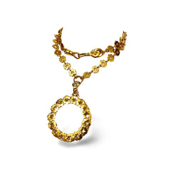 MINT. Vintage CHANEL chain necklace with flower chain and loupe pendant top. Has CC motifs.  Gorgeous masterpiece. 060123ac5