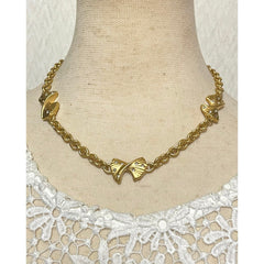 Vintage Nina Ricci golden chain necklace with ribbon bow and crystals. Perfect vintage jewelry. 060521ac6