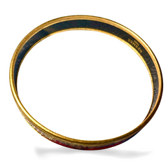 Vintage Hermes gold and red and orange cloisonne enamel bangle with Jaguar couple. CIRCUS. Made in Austria. Cheetah, panther. 070512m2