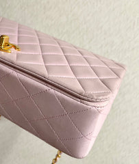 1990s Vintage CHANEL 2.55 Milky Pink Lambskin Shoulder Bag with Gold CC Turnlock | Rare Color Classic Flap | 408241