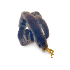 Vintage Chanel brown rabbit fur key strap, keyring with golden CC mark motif. Must have Chanel accessory. Great gift. 070107ac5
