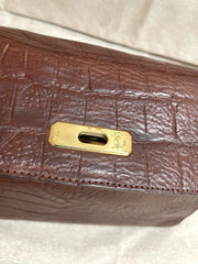 Vintage Mulberry croc embossed leather Kelly bag with shoulder strap. Roger Saul era. Rare masterpiece. 061118r1