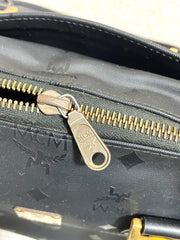 Vintage MCM black monogram speedy bag style handbag, mini duffle bag. Unisex and daily use purse. Classic style in originality. 061210re1
