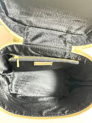 Vintage Gianni Versace cream yellow vanity large purse with golden logo charms. Perfect gift idea. Lady Gaga style. 041205ac2