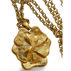Vintage Yves Saint Laurent golden chain necklace with purple and red pansy flower top. 061001ac1