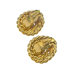 1990s Vintage Yves Saint Laurent Gold-Tone Twisted Oval Clip-On Earrings, Designer Jewelry. 080917ys1