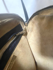 Vintage Bottega Veneta intrecciato navy and green woven lamb leather shoulder bag. 070203ys1