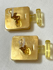 Vintage Chanel golden perfume bottle earrings with embossed logo. Large and heavy earrings. 070114ac2