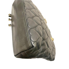 Vintage MOSCHINO Black Heart Quilted Lambskin Leather Shoulder Bag Gold Chain Purse 080830ys2