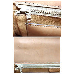 Vintage Celine cream beige triomphe macadam pattern handbag with brown leather trimmings. Classic purse from 90s Celine. 071104ac2