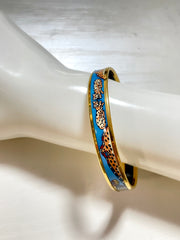 Vintage Hermes gold and blue cloisonne enamel bangle with Jaguar couple. CIRCUS. Made in Austria. Cheetah, panther. 070128ac8