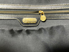 Vintage FENDI classic pecan stripe pattern large shopper tote bag with black leather handles. Daily use purse for Unisex. 060810r33