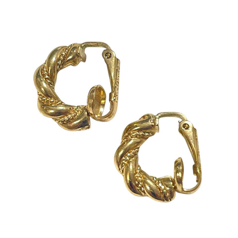 Vintage Christian Dior Gold-Tone Chain Shape Clip-On Earrings, Chr. Dior GERMANY, Designer Jewelry Gift 080917ys4
