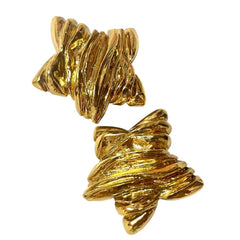 1990s. Vintage Christian Lacroix gold-tone star earrings. Heavy statement jewelry with a rich chocolate-inspired look. 080830ys1