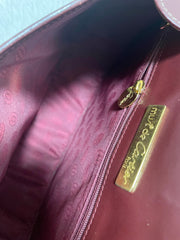 Vintage Cartier wine, bordeaux leather shoulder bag with embossed logo, purse from must de Cartier collection. Great daily bag. 070128ac3
